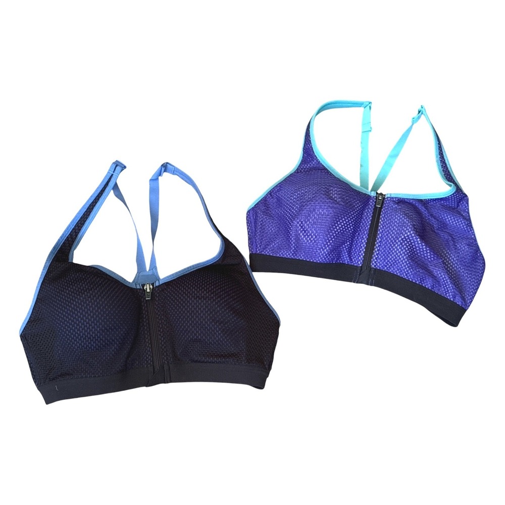 Victoria's Secret VSX Sport Knockout Zip Front Sports Bras, Set of Two, Size 34B